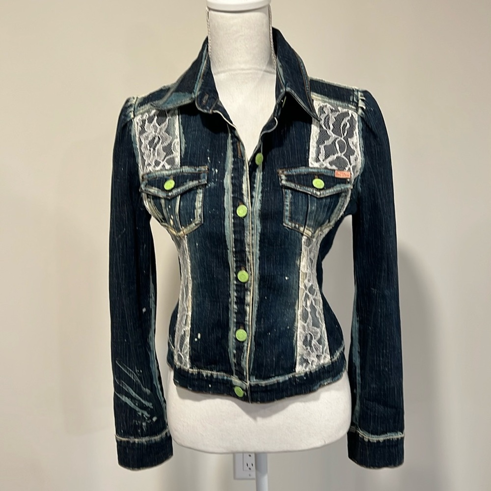 BUFFALO David Bitton Denim and Lace Jean Jacket Size P/S